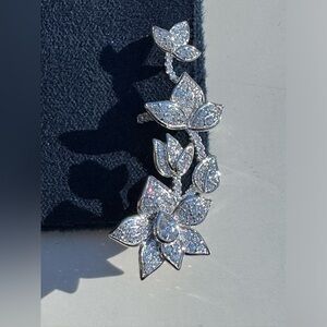 APM Monaco Pierced Ear Cuff Elegant Silver Floral Jewelry